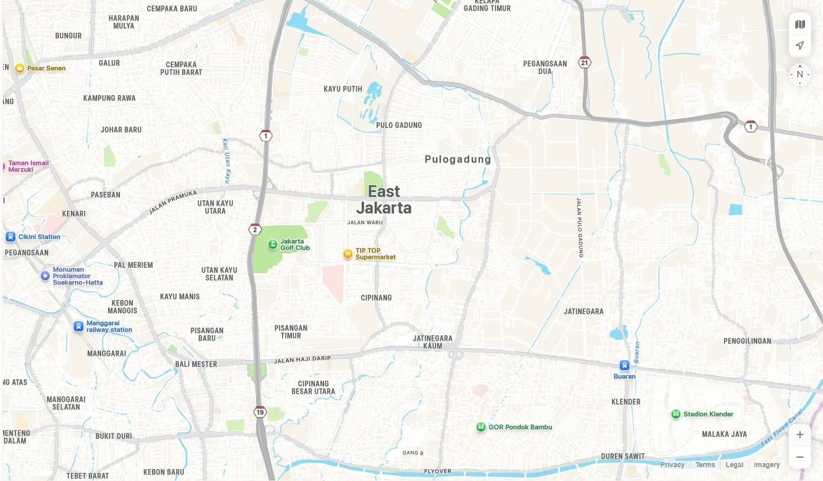 Map with marker in Jakarta, Indonesia